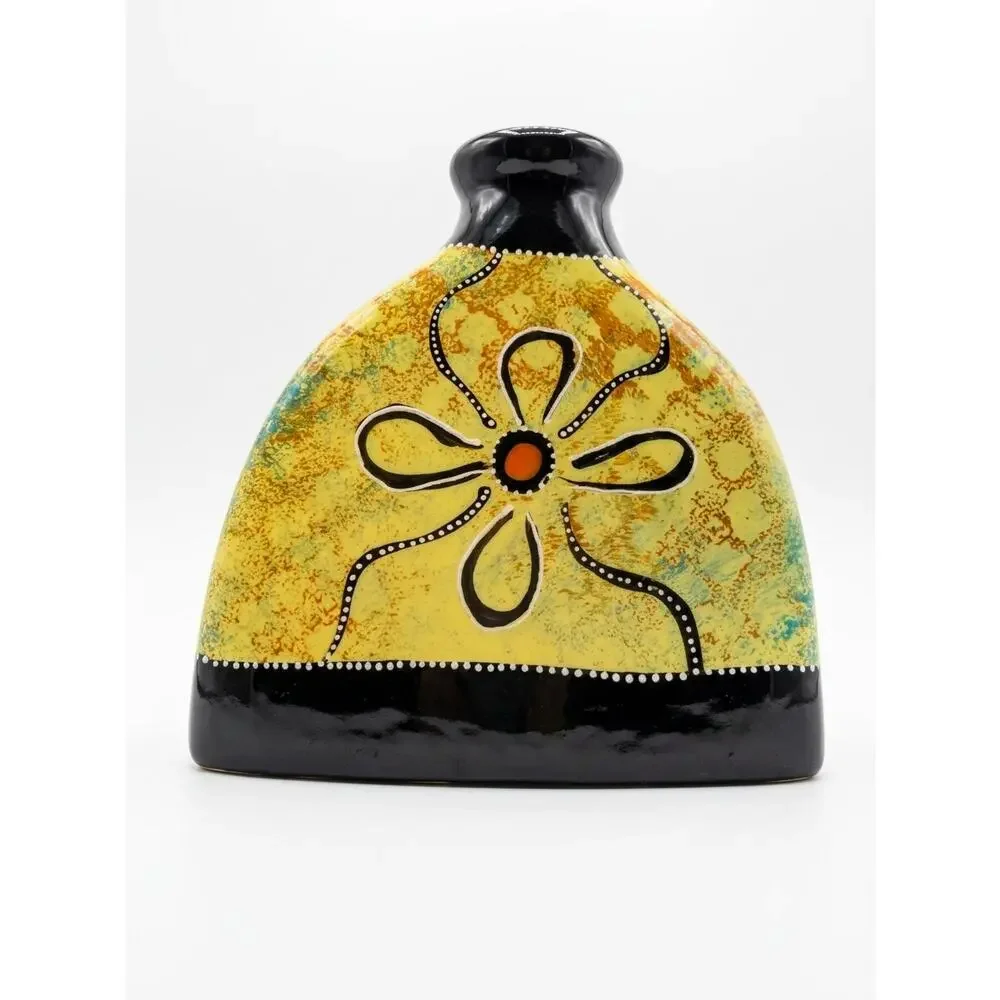 Vintage Koruna Australian Pottery Kangaroo Vase, Hand-Painted Indigenous Style
